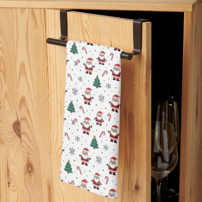 Linge De Cuisine Père Noël Christmas Tree Motif (Pliage en tiers)
