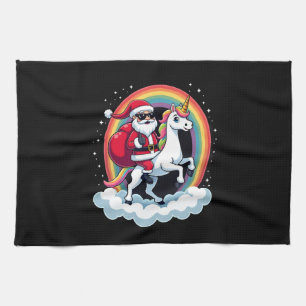 Linge De Cuisine Père Noël de Noël Cheval Licorne Xmas Filles Femme