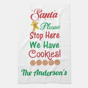Linge De Cuisine Père Noël de Noël S'il vous plaît arrêtez-vous ici