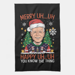 Linge De Cuisine Père Noël drôle Joe Biden Joyeux Euh Euh Noël Laid