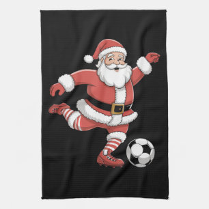 Linge De Cuisine Père Noël joue au football Sports de Noël
