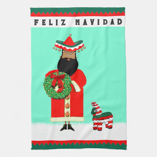 Linge De Cuisine Père Noël mexicain (Vertical)