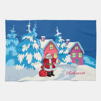 Linge De Cuisine Père Noël personnalisé mignon sur une scène
