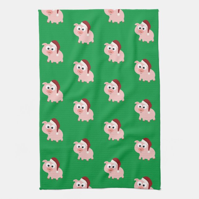 Linge De Cuisine Père Noël Pig Motif (Vertical)