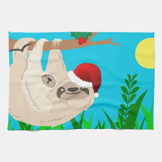 Linge De Cuisine père Noël sloth (Horizontal)