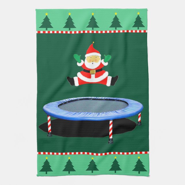 Linge De Cuisine Père Noël trampoline de Noël (Vertical)