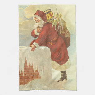 Linge De Cuisine Père Noël victorien de Noël vintage dans une chemi