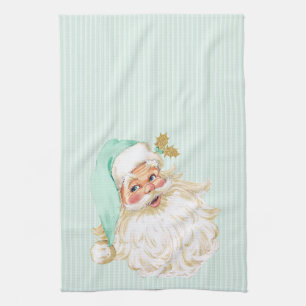 Linge De Cuisine Père Noël victorien vintage neutre menthe et or