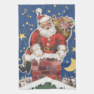 Linge De Cuisine Père Noël vintage, Cette Nuit Avant Noël