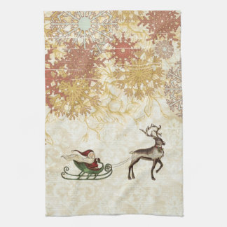 Linge De Cuisine Père Noël vintage et renne