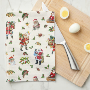 Linge De Cuisine Père Noël vintage personnalisé pour Noël