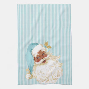 Linge De Cuisine Père Noël vintage turquoise coloré