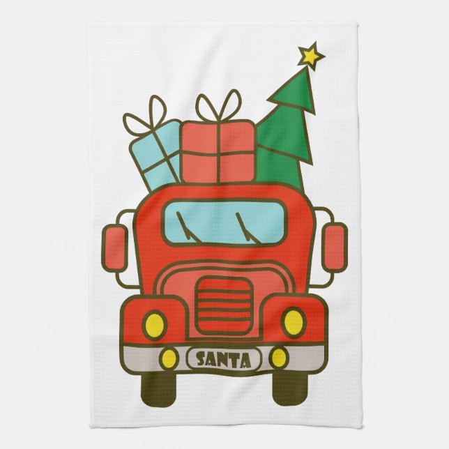 Linge De Cuisine Père Noël vue de devant Joyeux Noël (Vertical)