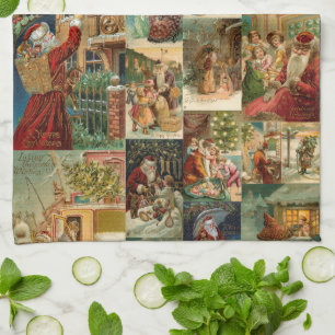 Linge De Cuisine Père victorien Noël avec enfants Collage