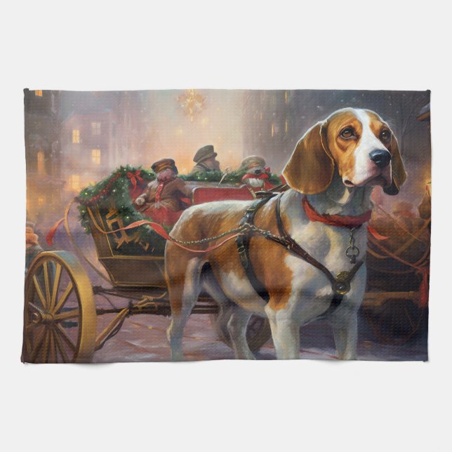 Linge De Cuisine Période de fêtes de Noël Beagle (Horizontal)