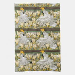 Linge De Cuisine Perroquet Cacatoès Vert Sauge Vintage Art Magnolia
