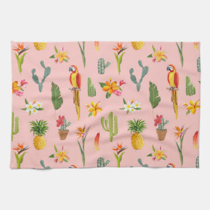 Linge De Cuisine Perroquet tropical, Motif Vintage Cactus.
