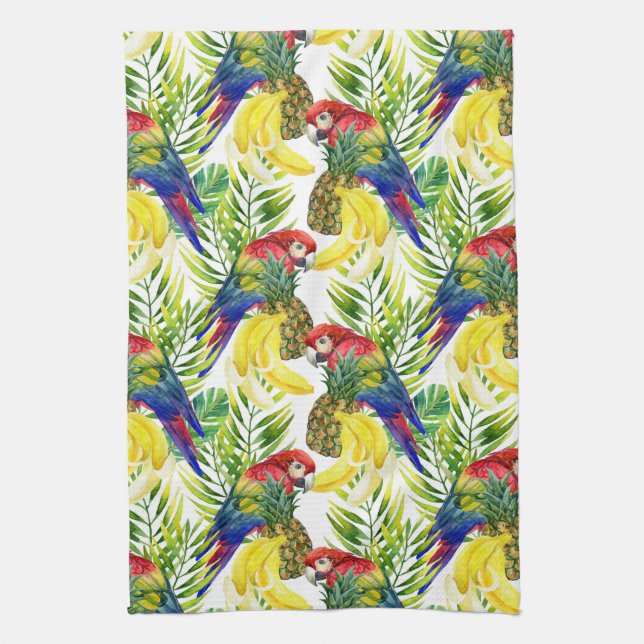 Linge De Cuisine Perroquets et fruit tropical (Vertical)