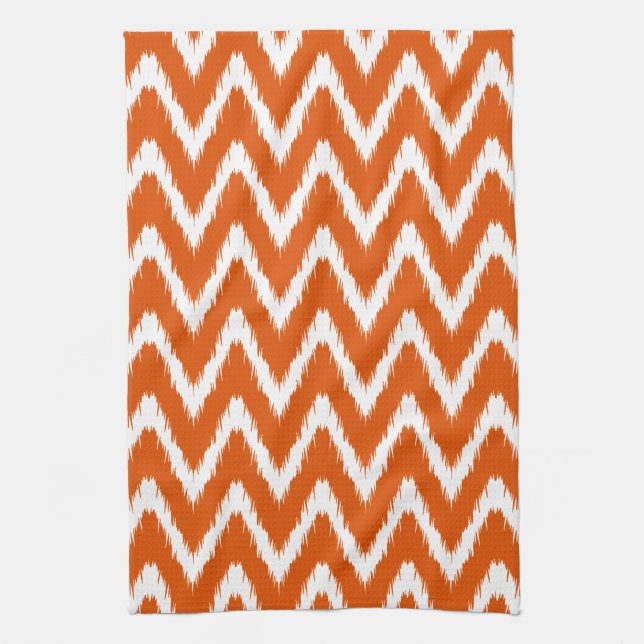 Linge De Cuisine Persimmon Asiatique Moods Ikat Chevrons (Vertical)
