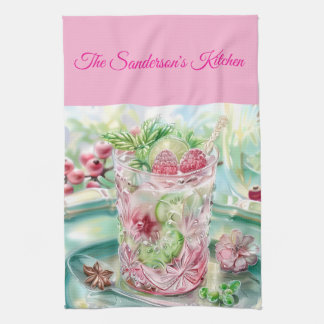 Linge De Cuisine Personalised Pastel Pink & Green Christmas Kitchen