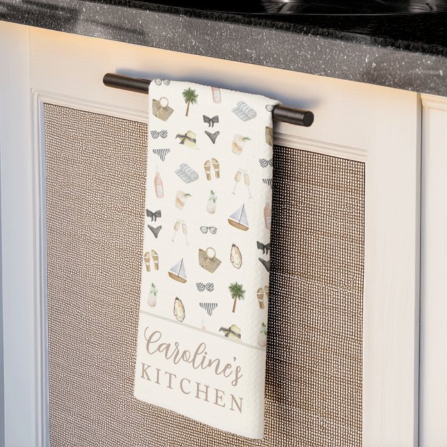 Linge De Cuisine Personalized Coastal Summer Getaway Pattern (Créateur téléchargé)