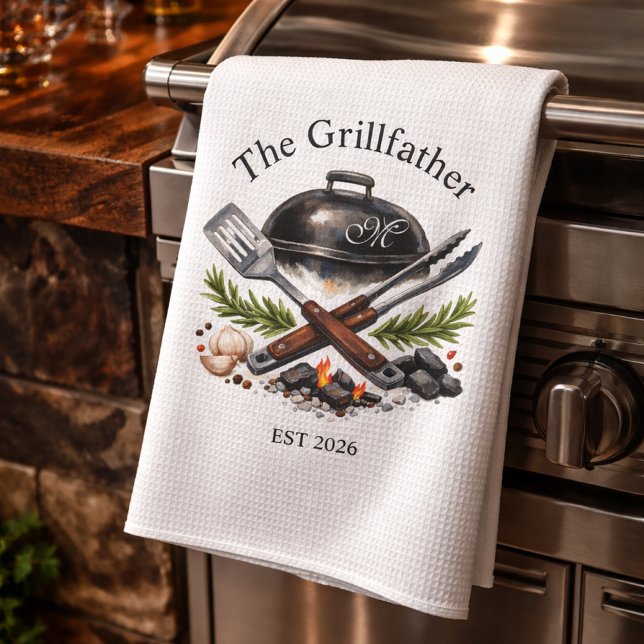 Linge De Cuisine Personalized Grillfather Monogram (Créateur téléchargé)