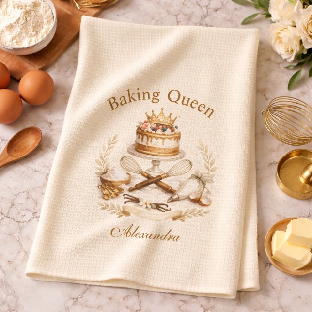 Linge De Cuisine Personalized Name Baking Queen (Créateur téléchargé)