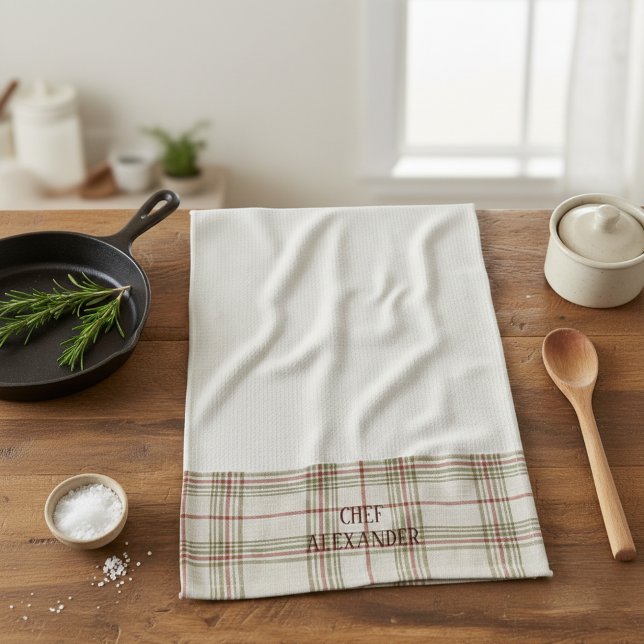Linge De Cuisine Personalized Name Kitchen Tea Towel - White (Créateur téléchargé)