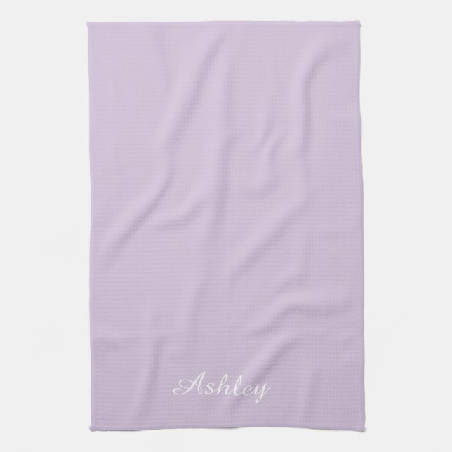 Linge De Cuisine Personalized Name Stylish Modern Elegant lavender (Vertical)