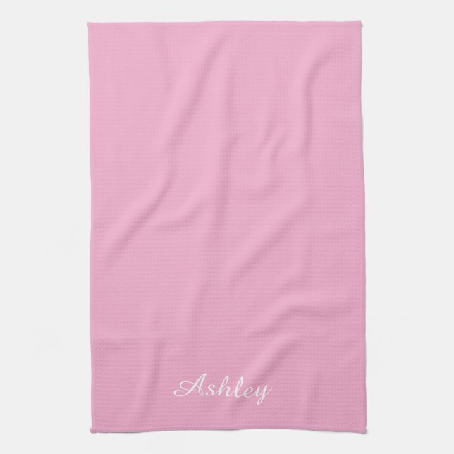 Linge De Cuisine Personalized Name Stylish Modern Elegant Pink (Vertical)