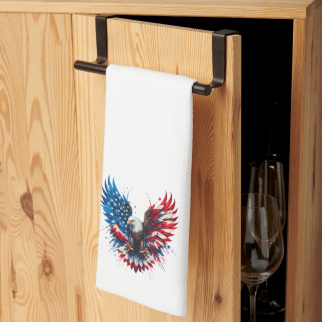 Linge De Cuisine Personalized Patriotic Colors America Bold Eagle (Pliage en tiers)