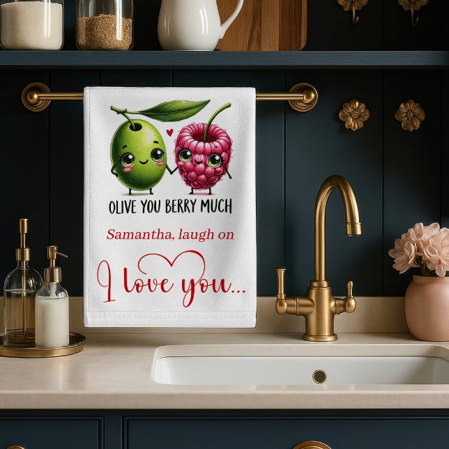 Linge De Cuisine Personalized Valentine Food Pun Kitchen Towel (Personalized Valentine Food Pun Kitchen Towel)