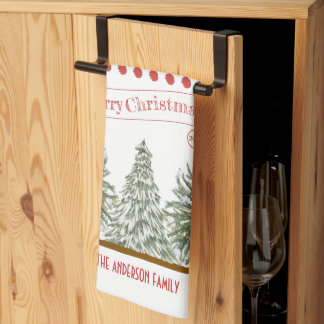 Linge De Cuisine Personalized Winter Pine Tree Merry Christmas