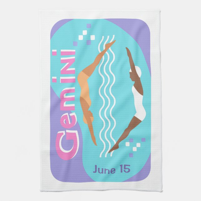 Linge De Cuisine Personnalisable Anniversaire Gemini Zodiac (Vertical)