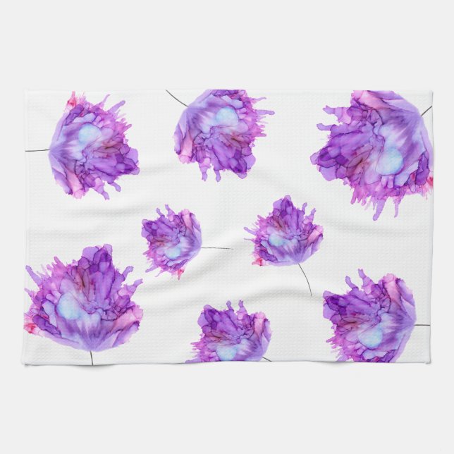 Linge De Cuisine Personnalisable ! motif hydrangea toss violet... (Horizontal)
