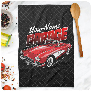 Linge De Cuisine Personnalisé 1961 C1 Red Classic Sports Voiture Ga