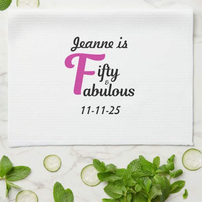 Linge De Cuisine Personnalisé 50 et fabuleux joyeux cinquantième an (Plié)