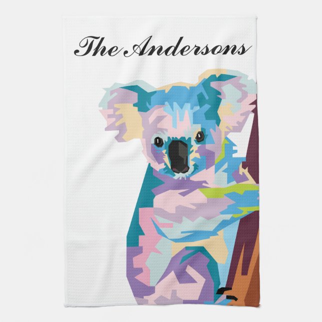 Linge De Cuisine Personnalisé Coloré Pop Art Koala (Vertical)