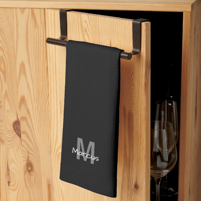 Linge De Cuisine Personnalisé Elegant Black Chic (Pliage en tiers)