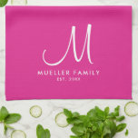 Linge De Cuisine Personnalisé Monogramme Modèle rose Nom de famille<br><div class="desc">Télécharger sur mesure Ajouter votre design photo ou logo Texte Élégant Moderne Cute Monogramme Nom initial / Nom de famille Modèle Tendance Serviette de cuisine rose.</div>