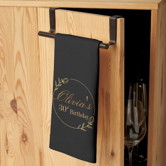 Linge De Cuisine Personnalisé Noir et Or (Pliage en tiers)