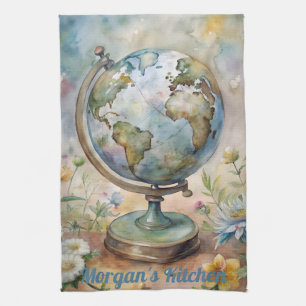 Linge De Cuisine Personnalisé Vintage World Travel Art