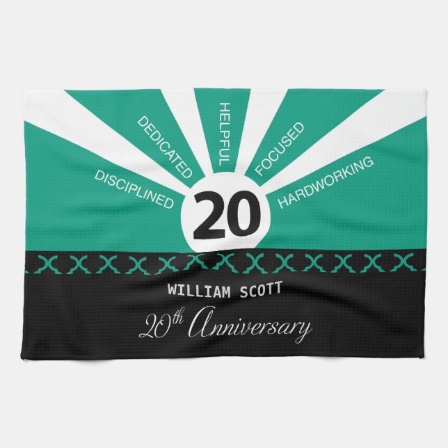 Linge De Cuisine Personnaliser, 20e anniversaire d'employé d'entrep (Horizontal)
