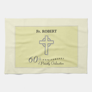 Linge De Cuisine Personnaliser, 60e anniversaire du prêtre Emboss