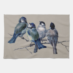 Linge De Cuisine Personnaliser belle art vintage oiseaux bleus sur 