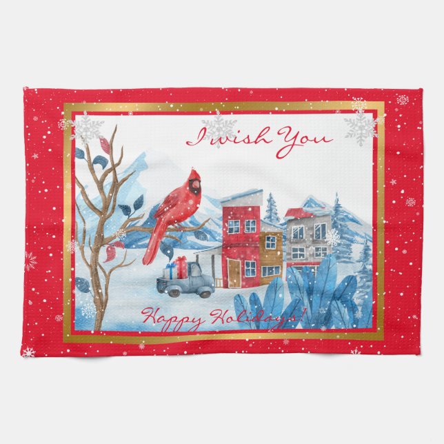 Linge De Cuisine Personnaliser Cardinale Et Paysage (Horizontal)