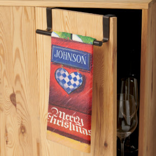 Linge De Cuisine Personnaliser Porte Rouge - Joyeux Noël Maison con