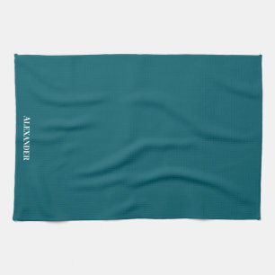 Linge De Cuisine Personnaliser Turquoise foncé bleu clair uni blanc