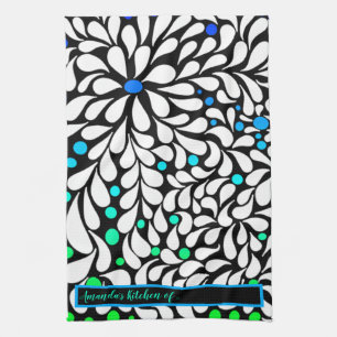 Linge De Cuisine Personnalisez les fleurs modernes audacieuses bleu