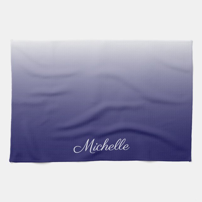 Linge De Cuisine Personnalized gradient ombre navy blue (Horizontal)